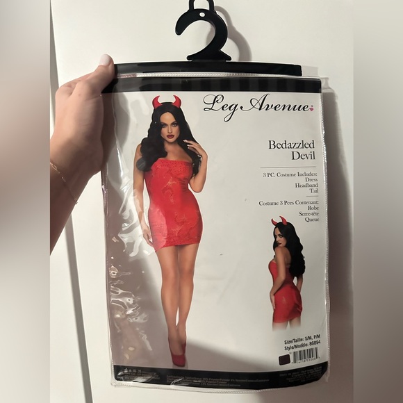 Leg Avenue- Bedazzled Devil Costume -3 PC. Size S/M - Picture 2 of 6